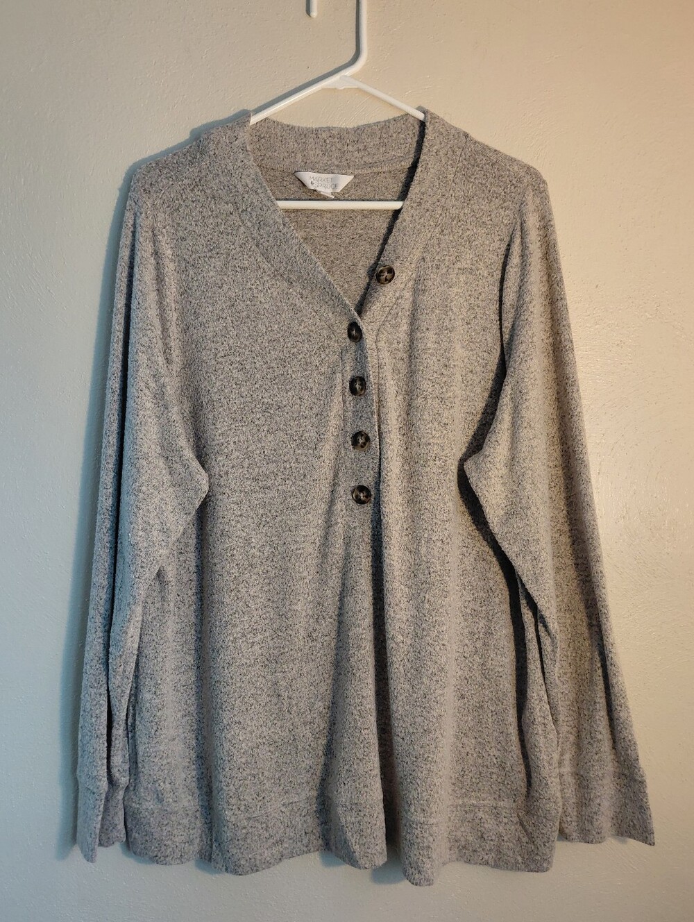 Womens Market & Spruce V-Neck Button Pullover Sz 2x